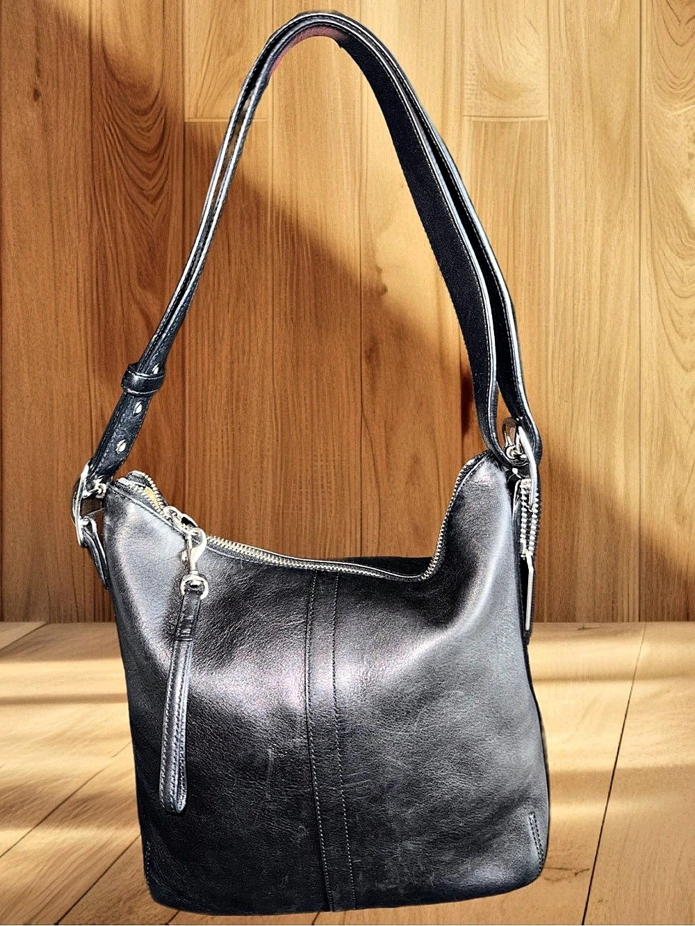Coach Vintage Legacy Slim Duffle 9326 Black Leather Y2K Hobo
